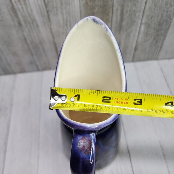 Vintage Raku Style Pottery Pitcher Jug Ceramic Purple Glazed 8'' Tall - Picture 9 of 9